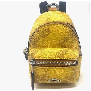 NWT COACH Yellow Backpack Coin Case / Bag Charm / Keychain
